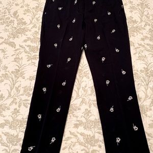 Loft Embroider Navy Crop Pant